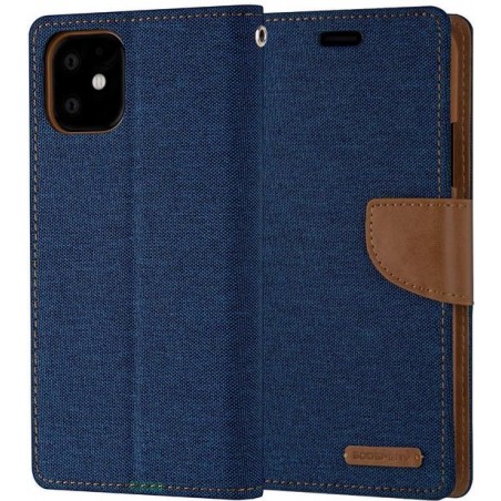 Apple iPhone 12 Mini Denim Bookcase - Blauw - Spijkerstof - Portemonnee hoesje