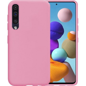 Samsung Galaxy A50 Hoes Siliconen Case Back Cover Hoesje Roze