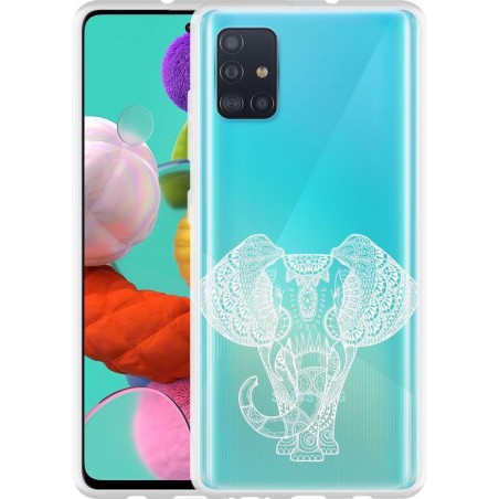 Samsung Galaxy A51 Hoesje Elephant Mandala White