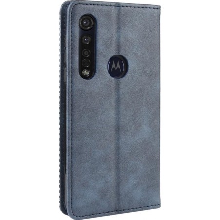 Mobigear Magnetic Retro Luxe Wallet Hoesje Blauw Motorola Moto G8 Plus