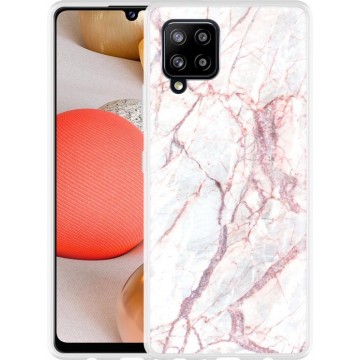 Samsung Galaxy A42 Hoesje White Pink Marble