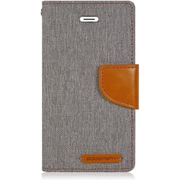 Luxe Denim Book case voor Apple iPhone 6 - iPhone 6s - Grijs - Spijkerstof - Portemonnee hoesje