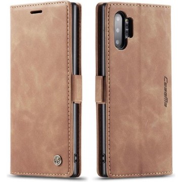 CaseMe - Samsung Galaxy Note 10 Plus hoesje - Wallet Book Case - Magneetsluiting - Licht Bruin