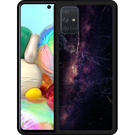 Galaxy A71 Hardcase hoesje Black Space Marble