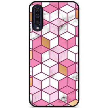 Galaxy A50 Hardcase hoesje Pink-gold-white Marble