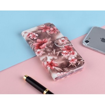 P.C.K. Hoesje/Boekhoesje luxe bruine bloemen print geschikt voor Samsung Galaxy S9