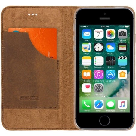 Senza Raw Skinny Leren Portemonnee Hoesje iPhone 5(S) / SE Bruin