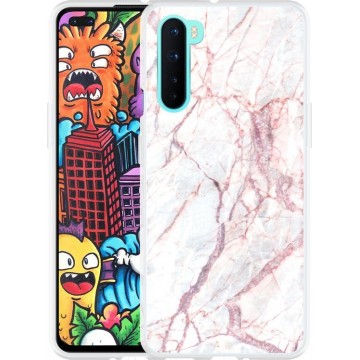 OnePlus Nord Hoesje White Pink Marble