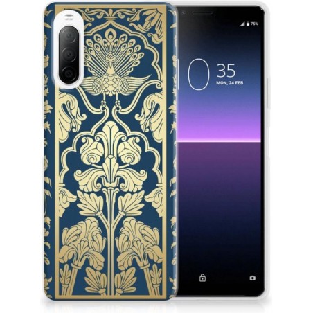 Back Cover Siliconen Hoesje Sony Xperia 10 II Hoesje Customize Golden Flowers