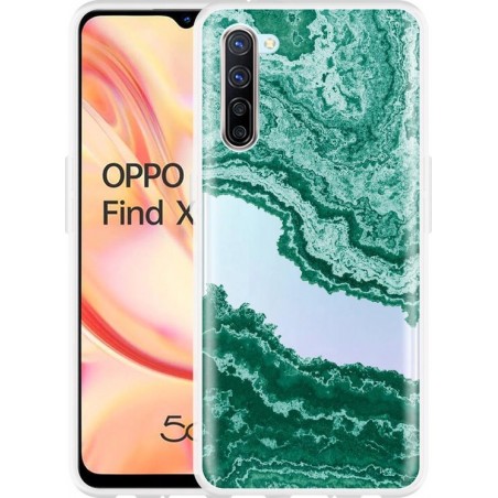 Oppo Find X2 Lite Hoesje Turquoise Marble Art