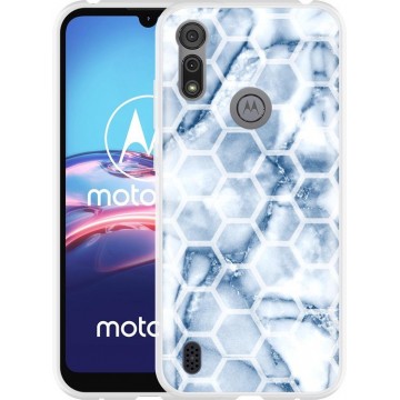 Motorola Moto E6s 2020 Hoesje Blue Marble Hexagon