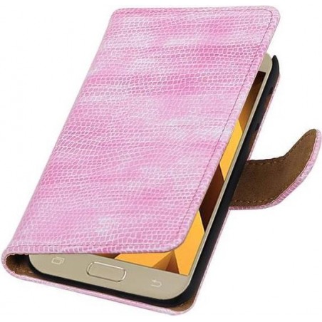 Wicked Narwal | Lizard bookstyle / book case/ wallet case Hoes voor Samsung Galaxy A5 2017 A520F Roze