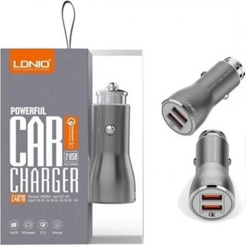 LDNIO - Premium Snellader Auto Lader met 2 USB Poorten met Lightning Oplaad Kabel - Qualcom 3.0 aansluiting