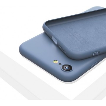 LIQUID | 180° Protection - Silicone Velvet + MicroFibre Shockproof Backcover - Telefoon Hoesje voor iPhone 7/8 - Lavendel Grijs