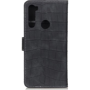 Mobigear Krokodil Luxe Wallet Hoesje Zwart Motorola Moto G8 Power