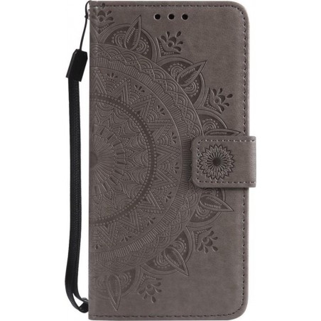 Shop4 - Huawei P20 Lite Hoesje - Wallet Case Mandala Patroon Grijs