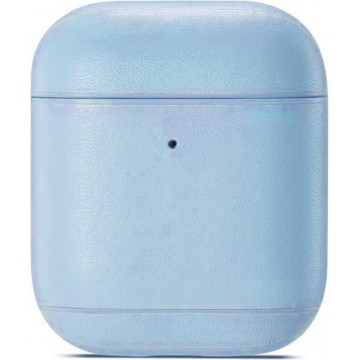 AirPods hoesje van By Qubix - AirPods 1/2 hoesje Genuine Leather Series - hard case - licht blauw