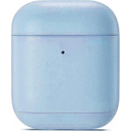 AirPods hoesje van By Qubix - AirPods 1/2 hoesje Genuine Leather Series - hard case - licht blauw
