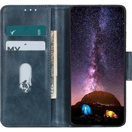 Pasjeshouder Telefoonhoesje - Wallet Case - Portemonnee Hoesje - Booktype Hoesje voor Oppo A72 - A92 - A52  - Blauw