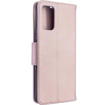 Mobigear Litchi Bookcase Hoesje Rose Goud Samsung Galaxy S20 Plus