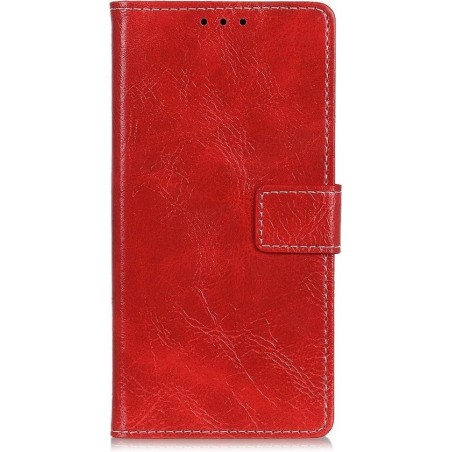Mobigear Retro Luxe Wallet Hoesje Rood Alcatel 1S