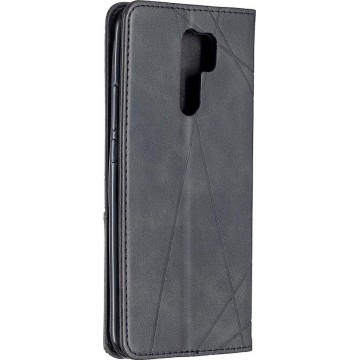 Mobigear Rhombus Magnetic Leather Wallet Hoesje Zwart Xiaomi Redmi 9
