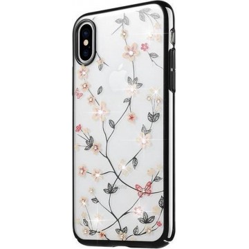 GadgetBay Transparante harde Case bloemen met glinster steentjes iPhone XR - Doorzichtig