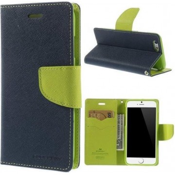 Origineel Mercury Goospery blauwe wallet Bookcase iPhone 6 6s Donkerblauw lederen - portemonnee