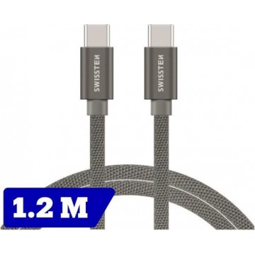 Swissten USB-C naar USB-C kabel - 1.2M - Grijs
