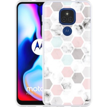 Motorola Moto E7 Plus Hoesje Marmer Honeycomb