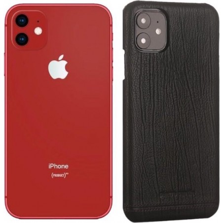 Apple iPhone 11 Zwart Pierre Cardin Backcover hoesje Genuine leather - Echt Leer