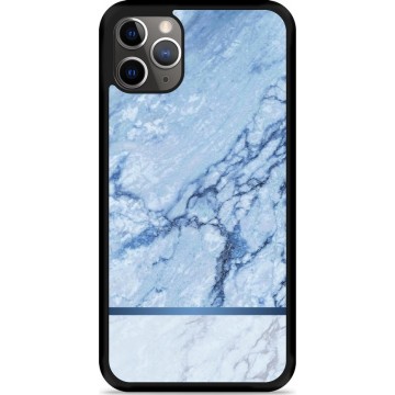 iPhone 11 Pro Max Hardcase hoesje Blauw Marmer