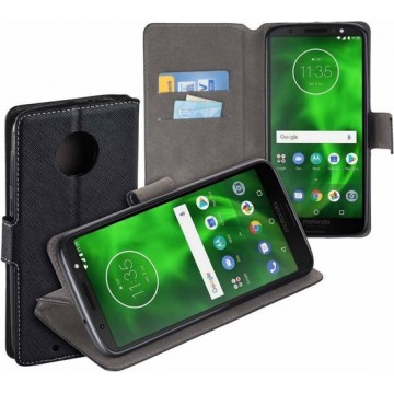 MP case Zwart bookcase style Motorola Moto G6 wallet case hoesje
