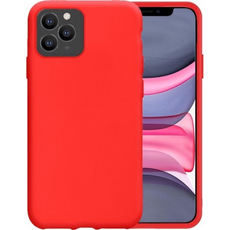 LUQ® iPhone 11 Pro Max Hoesje Siliconen Case Hoes Back Cover - Rood