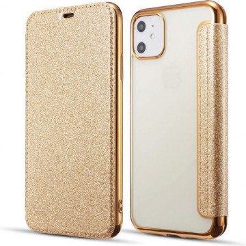 Apple iPhone 12 Flip hoesje - Goud - Folio Glitter