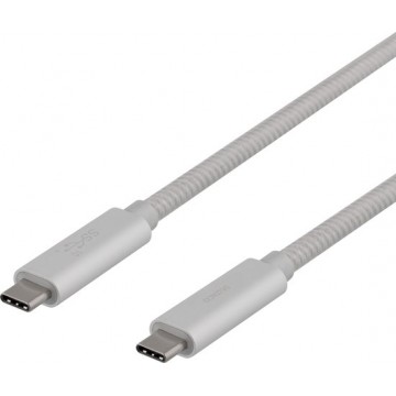 DELTACO USBC-1416M USB-C SuperSpeed kabel 10 Gbit/s - 100W 5A - 50cm - Zilver