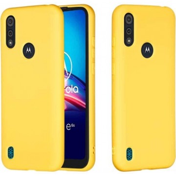 Let op type!! Voor Motorola Moto E6s (2020) Pure Color Liquid Siliconen Schokbestendige volledige dekking beschermhoes (geel)