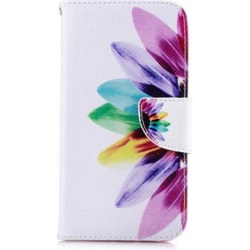 GadgetBay Bookcase Portemonnee Bloemen Hoesje wallet iPhone XR - Wit Roze