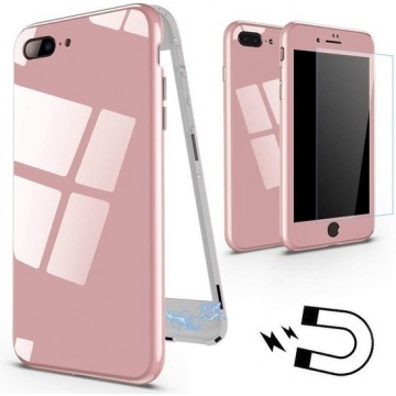 Magnetische case met voorglas en gekleurd achter glas voor de iPhone 6 Plus/ 6S Plus - roze