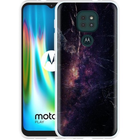 Motorola Moto G9 Play Hoesje Black Space Marble