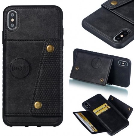iPhone XS hoes wallet case zwart met pashouder telefoonhoes