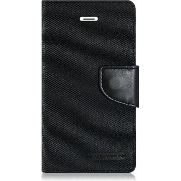 Luxe Denim Book case voor Apple iPhone 6 - iPhone 6s - Zwart - Spijkerstof - Portemonnee hoesje