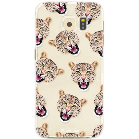 FOONCASE Samsung Galaxy S6 hoesje TPU Soft Case - Back Cover - Cheeky Leopard / Luipaard hoofden