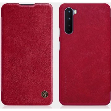 Nillkin - OnePlus Nord Hoesje - Qin Leather Case - Flip Cover - Geschikt voor 2 pasjes - Rood