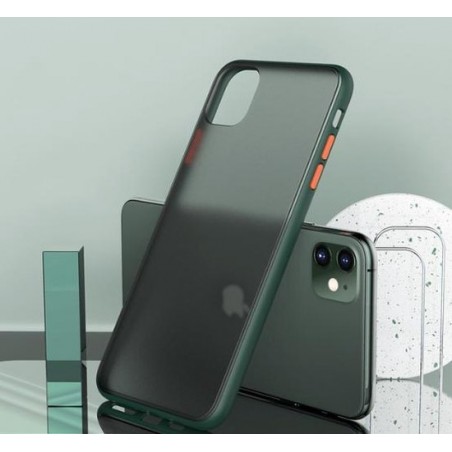 verharde bumper case iPhone 11 - donkergroen + glazen screen protector
