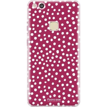 FOONCASE Huawei P10 Lite hoesje TPU Soft Case - Back Cover - POLKA COLLECTION / Stipjes / Stippen / Rood