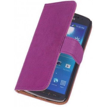 BestCases Stand Lila Samsung Galaxy Ace 2 Echt Lederen Book Hoesje