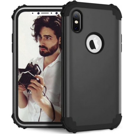 Apple iPhone X - iPhone XS Backcover - Zwart - Shockproof - Armor