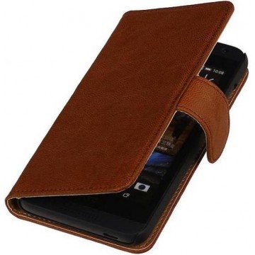 Washed Leer Bookstyle Wallet Case Hoesje voor LG G3 Mini Bruin