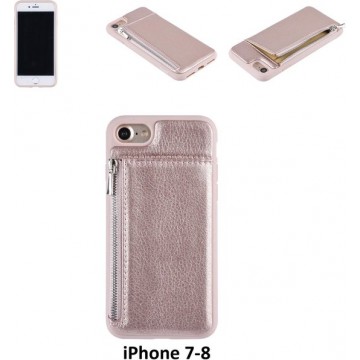 UNIQ Accessory iPhone 7-8 Kunstleer Backcover hoesje met rits - Roze
